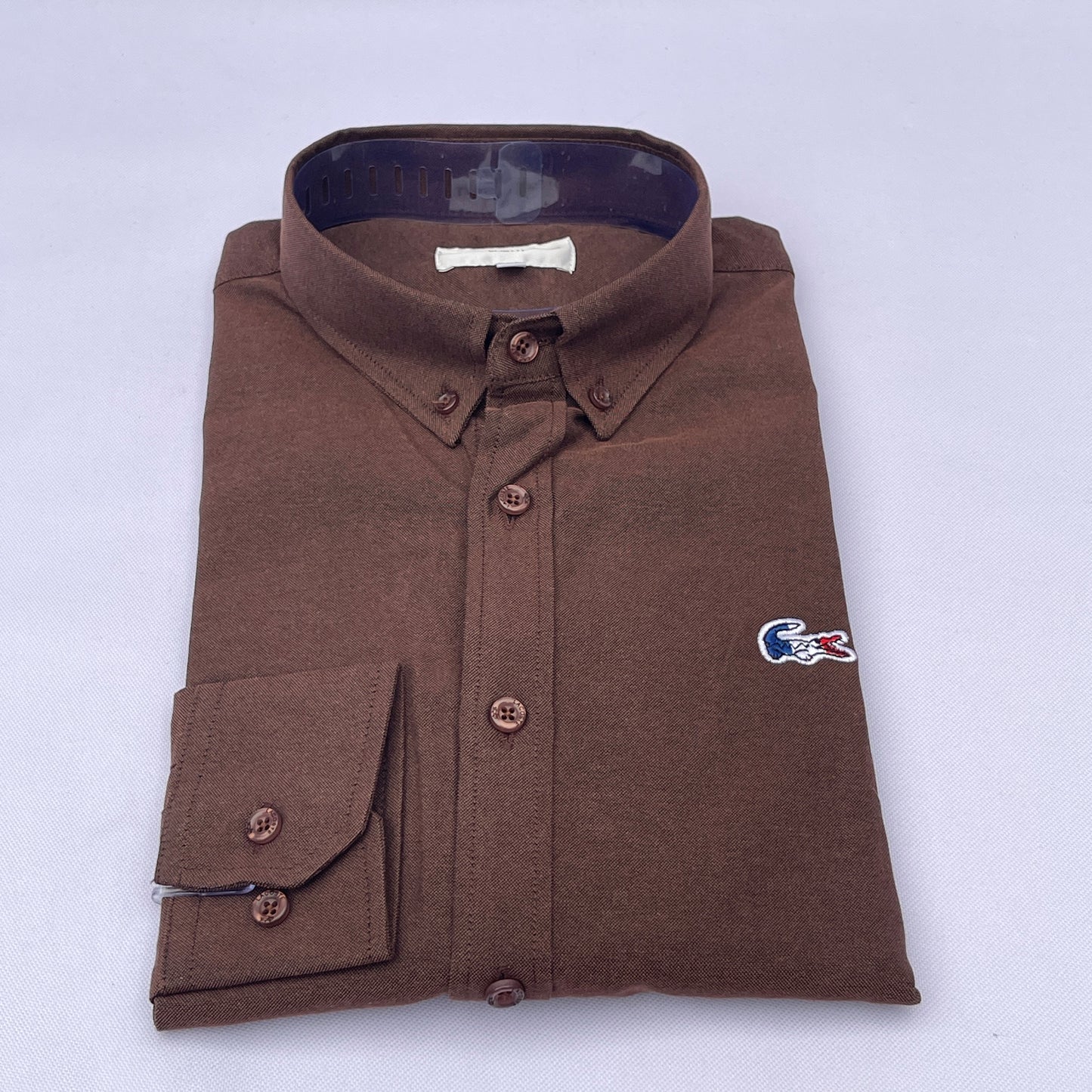 Men Custom Fit Chocolate Brown Oxford Shirt