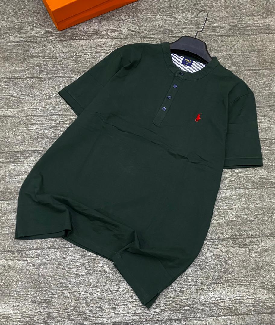Men Forest Green Short Sleeve Henley Shirt