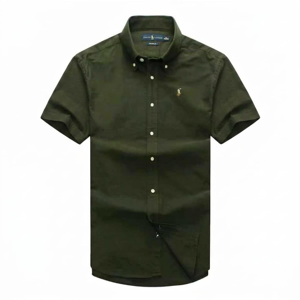 Forest Green Oxford Custom Fit Plain Short Sleeve