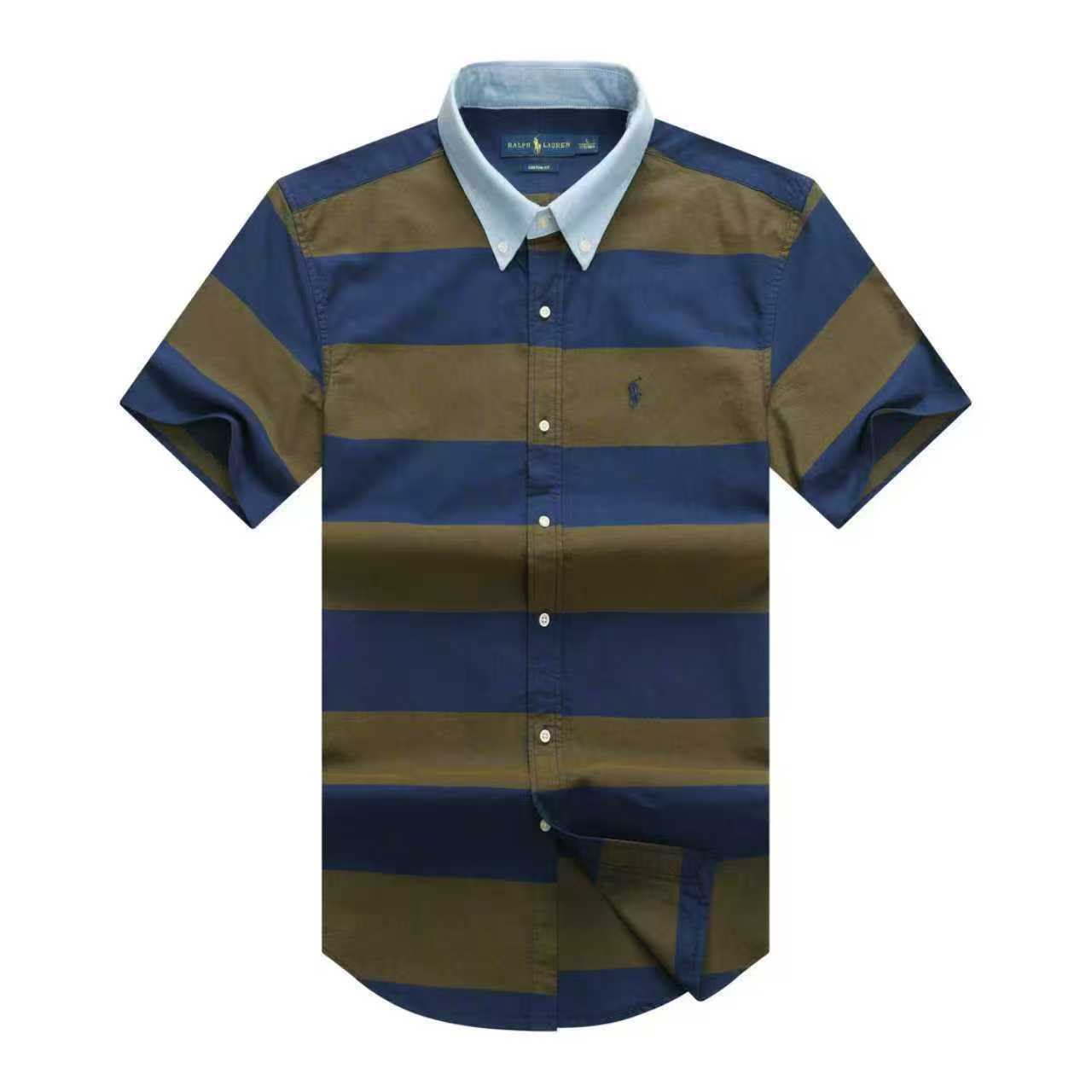 Chambray Accent Bold Stripe Custom Fit Short Sleeve