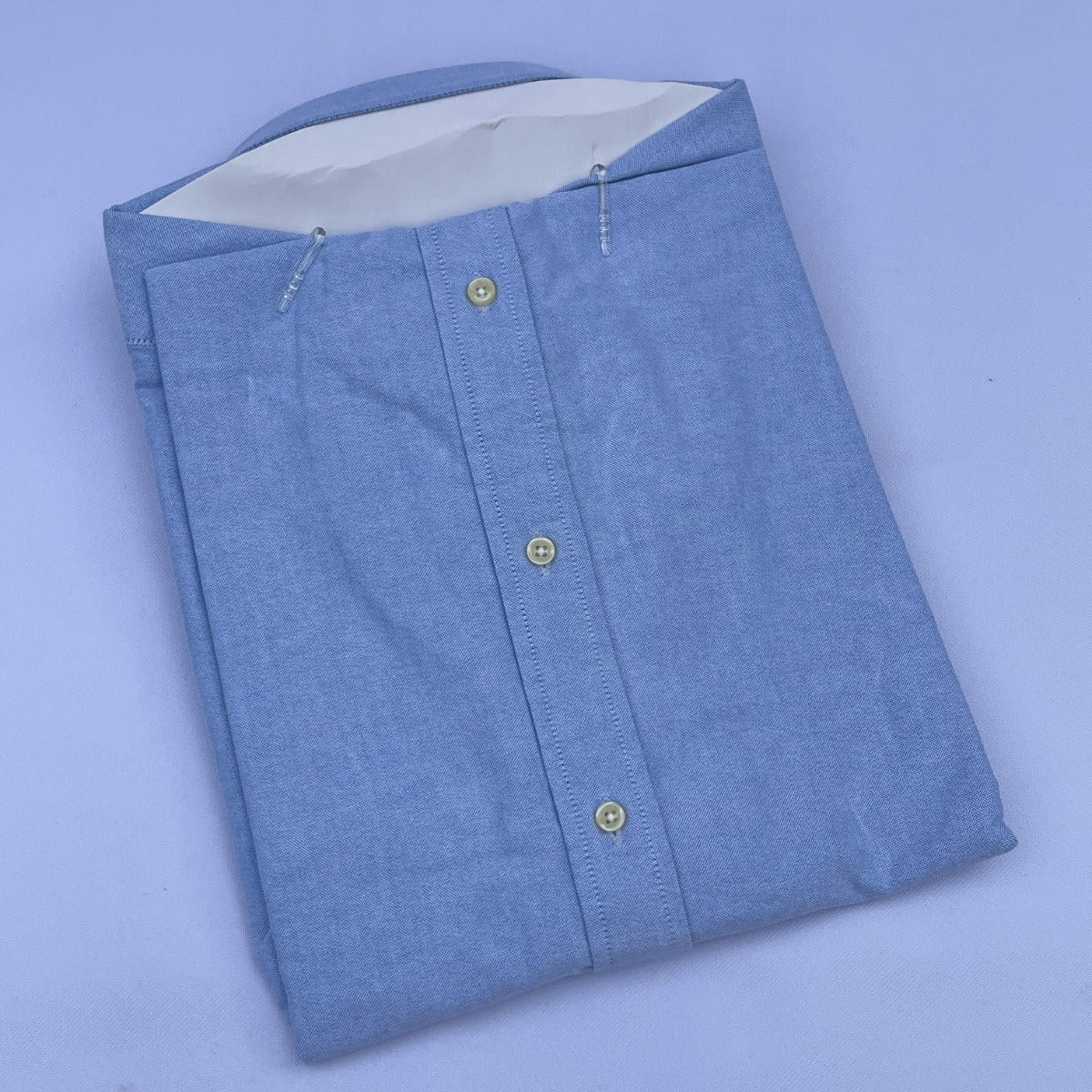 Sky Blue Oxford Custom Fit Plain Short Sleeve