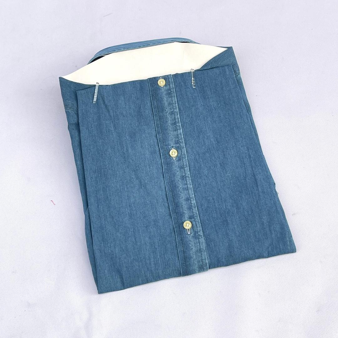 Men Custom Fit Light Blue Denim Short Sleeve
