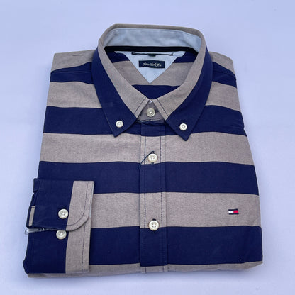 Navy Neutral Oxford Custom Fit Long Sleeve