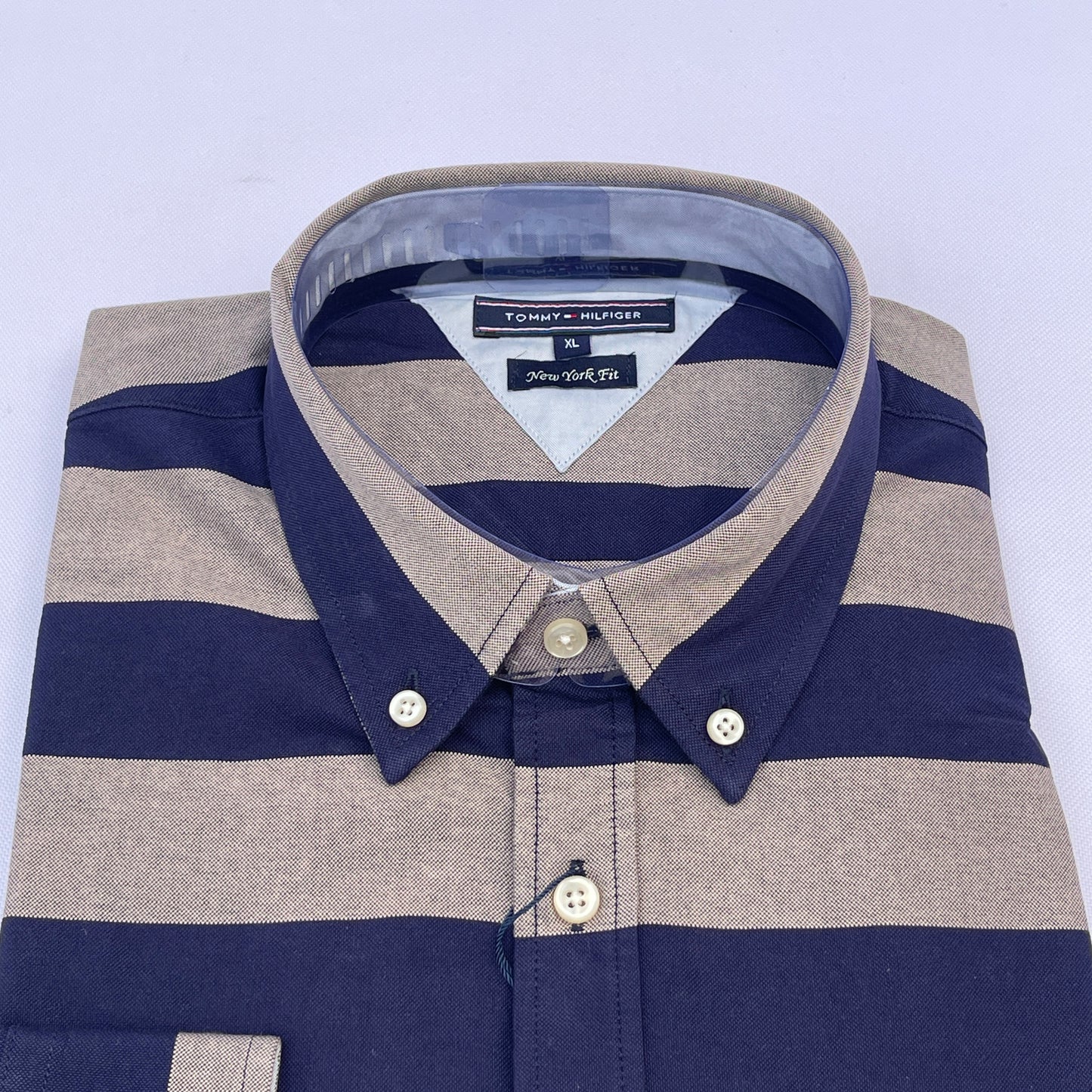 Navy Neutral Oxford Custom Fit Long Sleeve