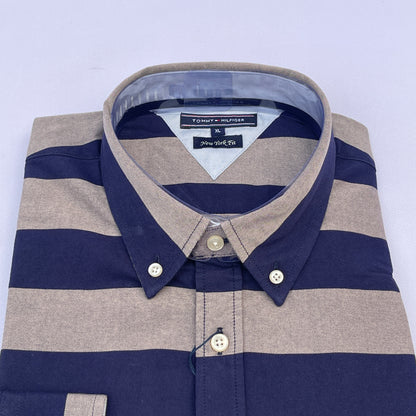 Navy Neutral Oxford Custom Fit Long Sleeve