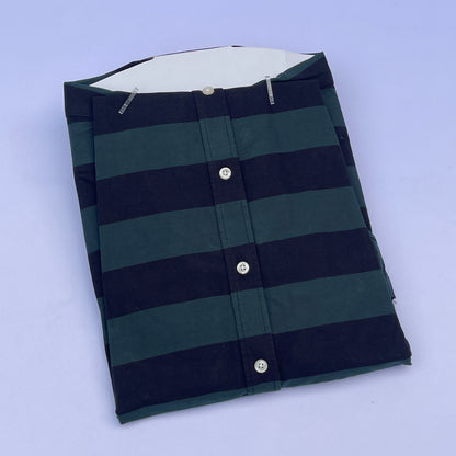 Hunter Green Wide Stripe Custom Fit Oxford Long Sleeve