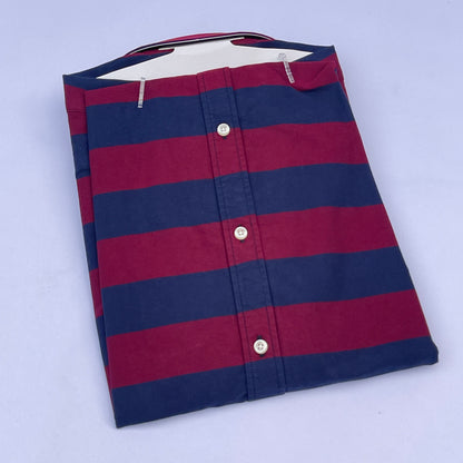 Maroon & Navy Wide Stripe Custom Oxford Fit Short Sleeve