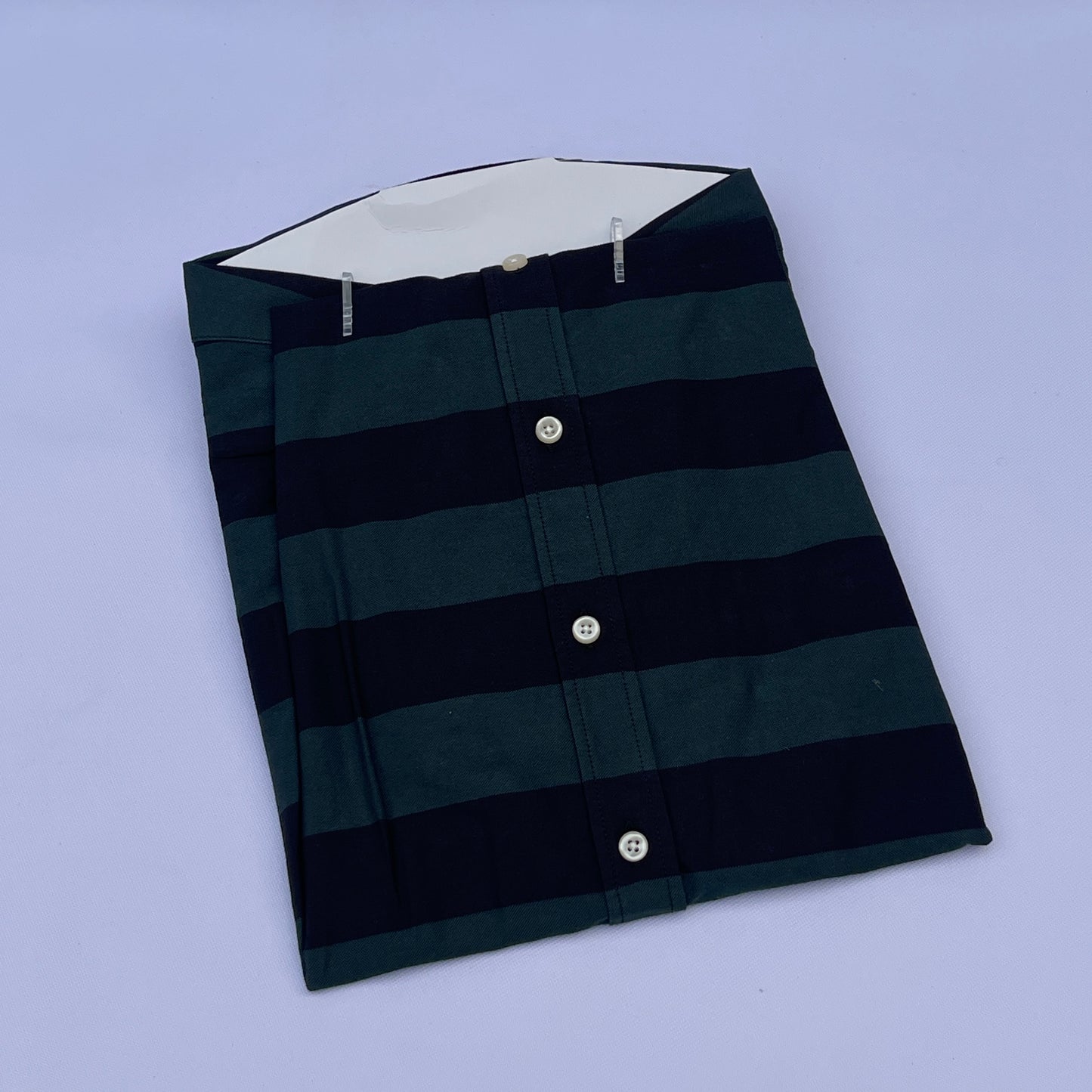 Hunter Green Wide Stripe Custom Oxford Fit Short Sleeve
