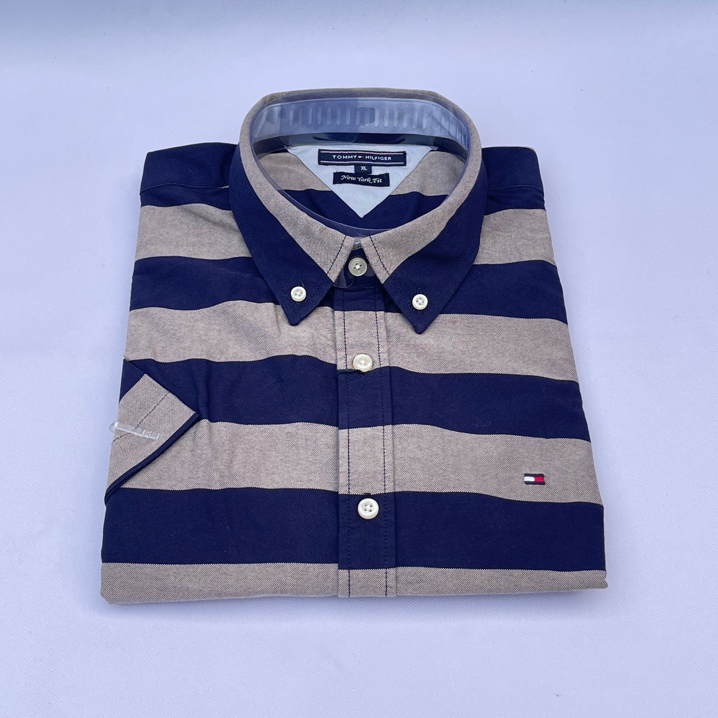 Navy Neutral Oxford Custom Fit Short Sleeve