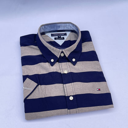 Navy Neutral Oxford Custom Fit Short Sleeve