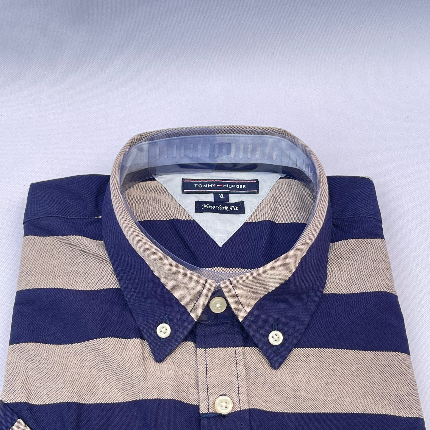Navy Neutral Oxford Custom Fit Short Sleeve