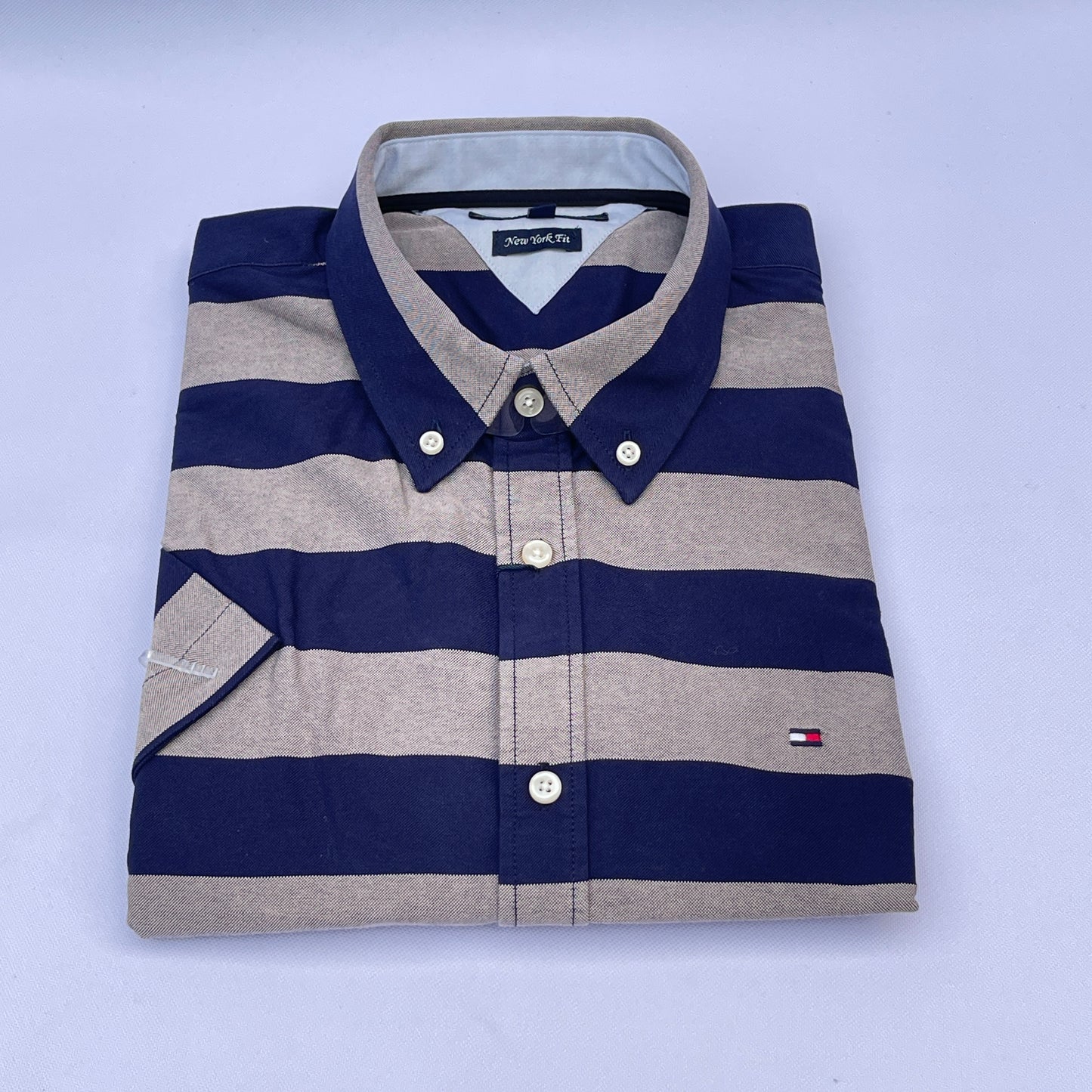 Navy Neutral Oxford Custom Fit Short Sleeve