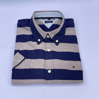 Navy Neutral Oxford Custom Fit Short Sleeve