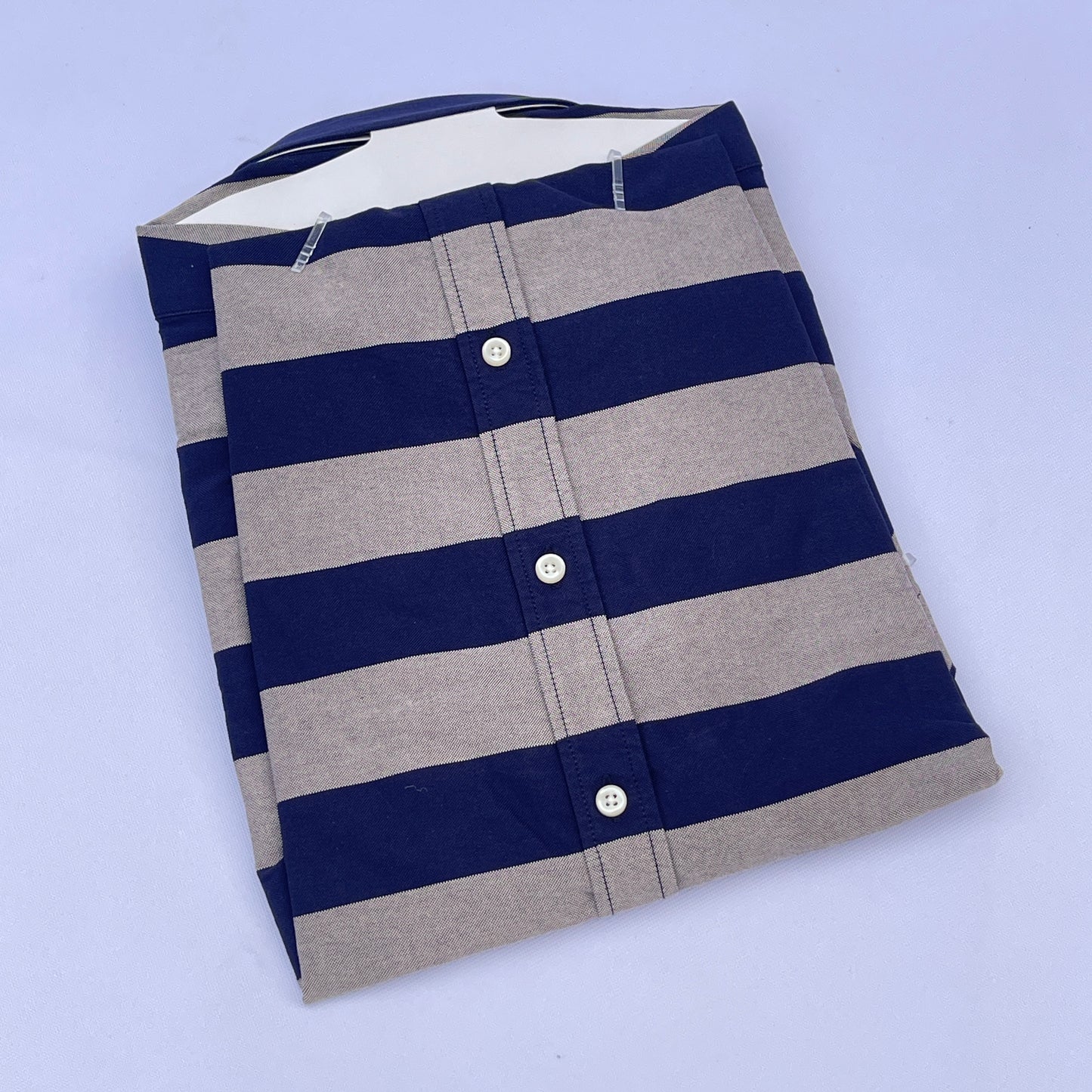 Navy Neutral Oxford Custom Fit Short Sleeve