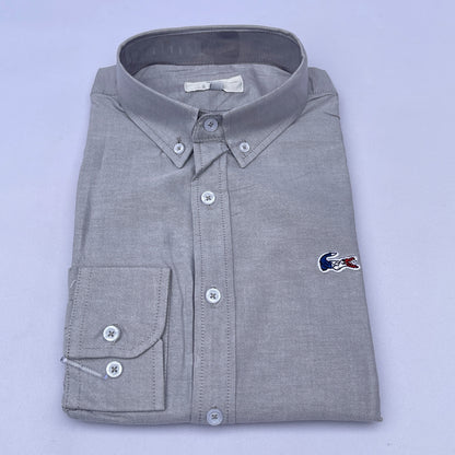 Men Custom Fit Gray Oxford Shirt -LA3