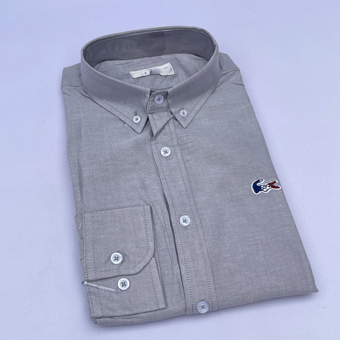 Men Custom Fit Gray Oxford Shirt -LA3