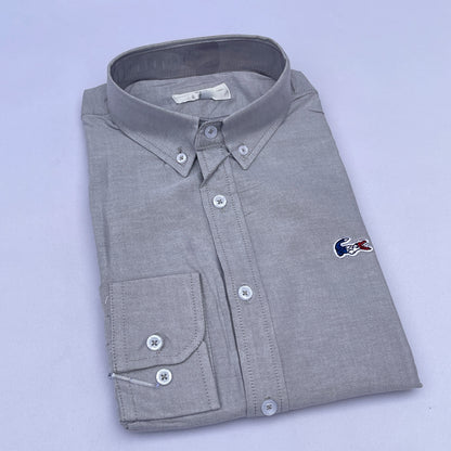 Men Custom Fit Gray Oxford Shirt -LA3
