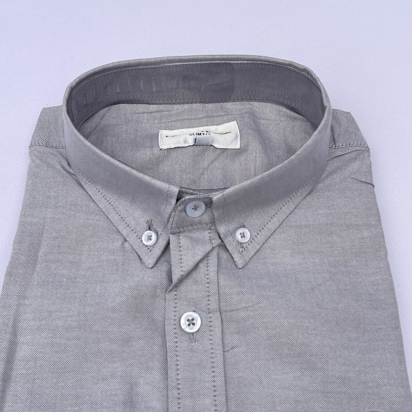 Men Custom Fit Gray Oxford Shirt -LA3