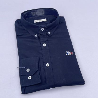 Men Custom Fit Navy Blue Oxford Shirt -LA4