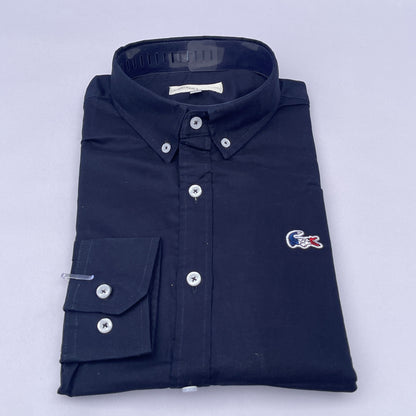 Men Custom Fit Navy Blue Oxford Shirt -LA4