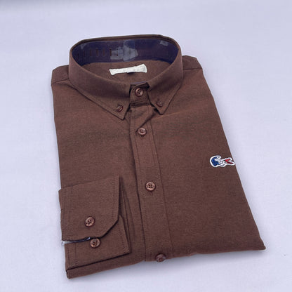 Men Custom Fit Chocolate Brown Oxford Shirt