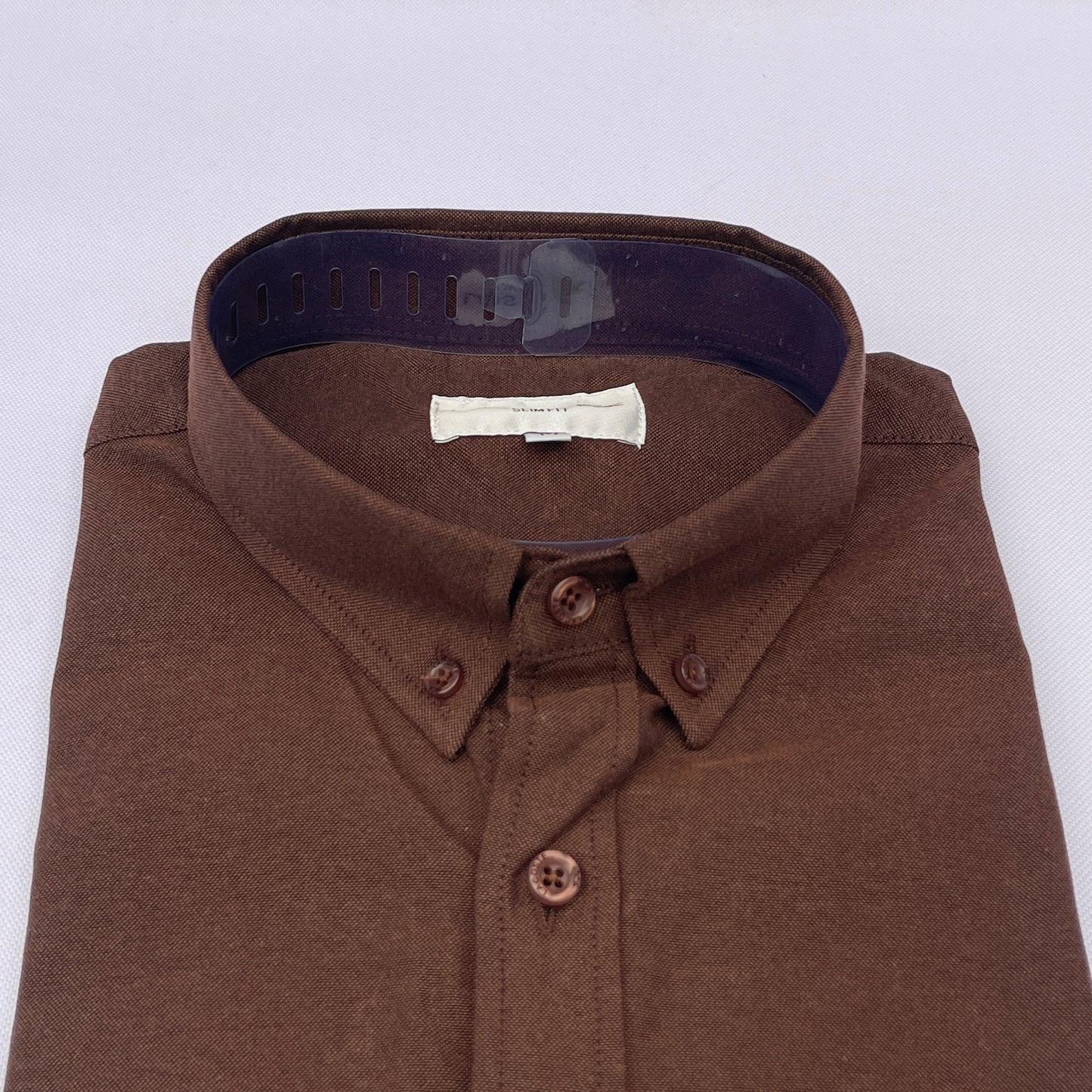 Men Custom Fit Chocolate Brown Oxford Shirt
