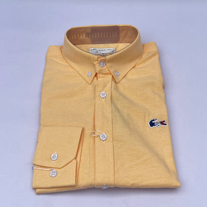 Men Custom Fit Pastel Yellow Oxford Shirt