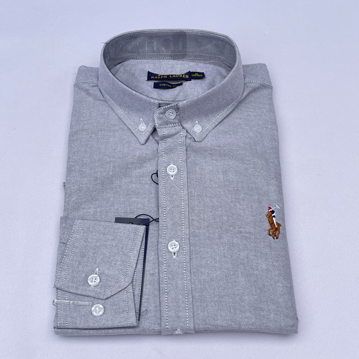 Men Custom Fit Gray Oxford Shirt -PR3