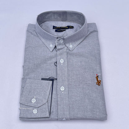 Men Custom Fit Gray Oxford Shirt -PR3