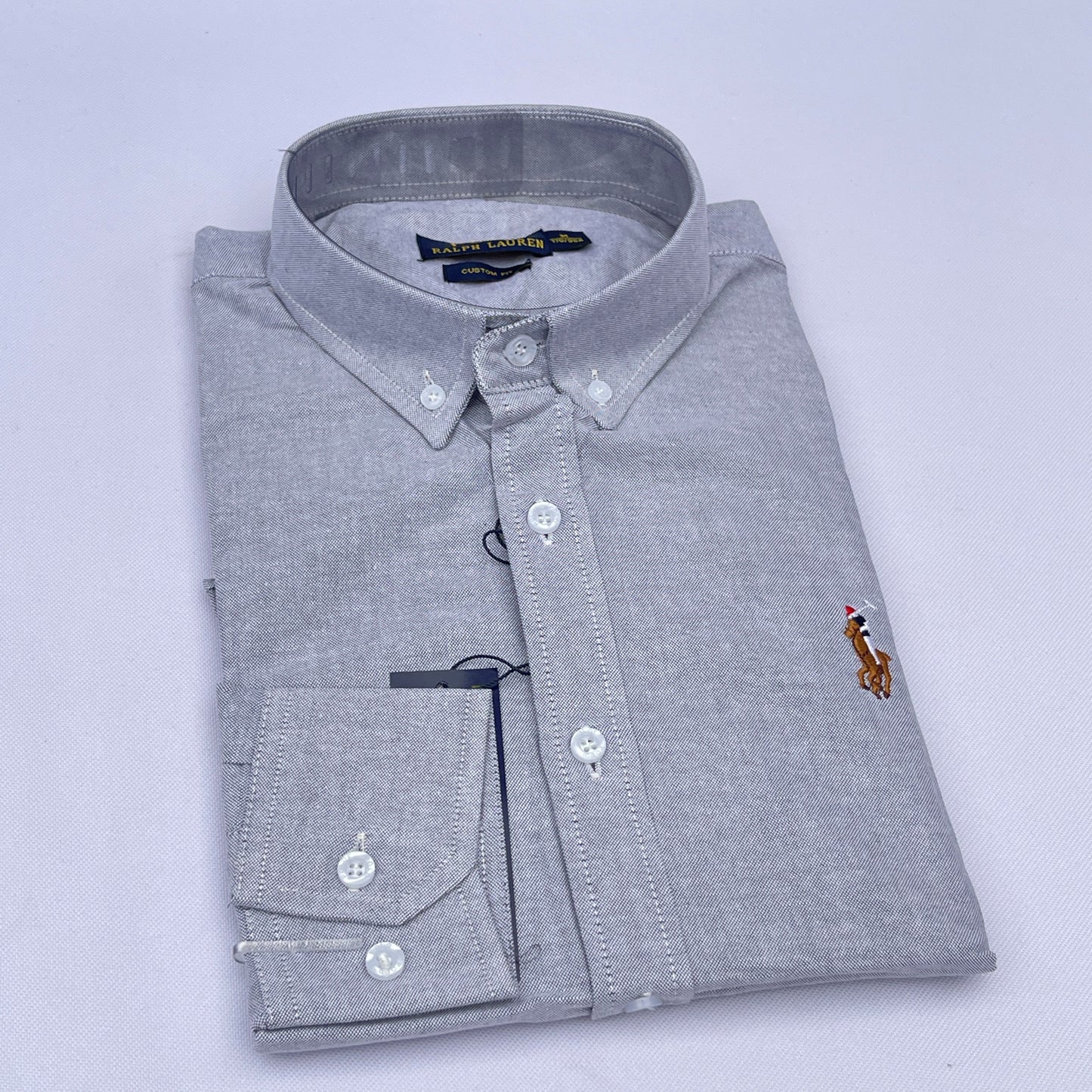 Men Custom Fit Gray Oxford Shirt -PR3