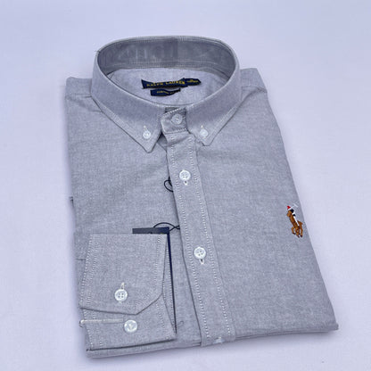Men Custom Fit Gray Oxford Shirt -PR3
