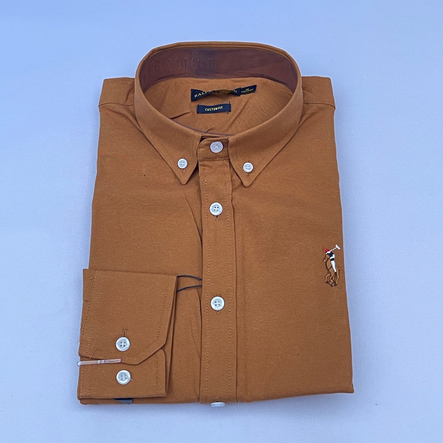 Men Custom Fit Caramel Oxford Shirt