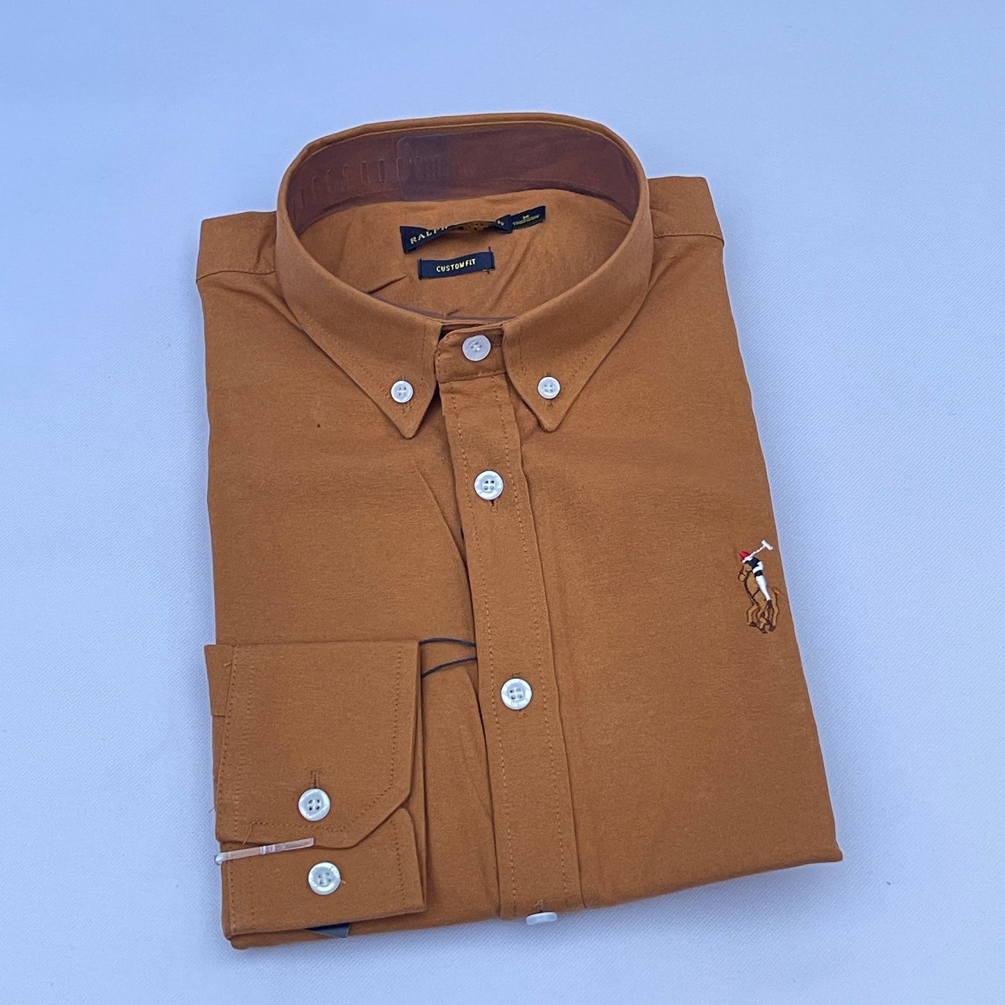Men Custom Fit Caramel Oxford Shirt