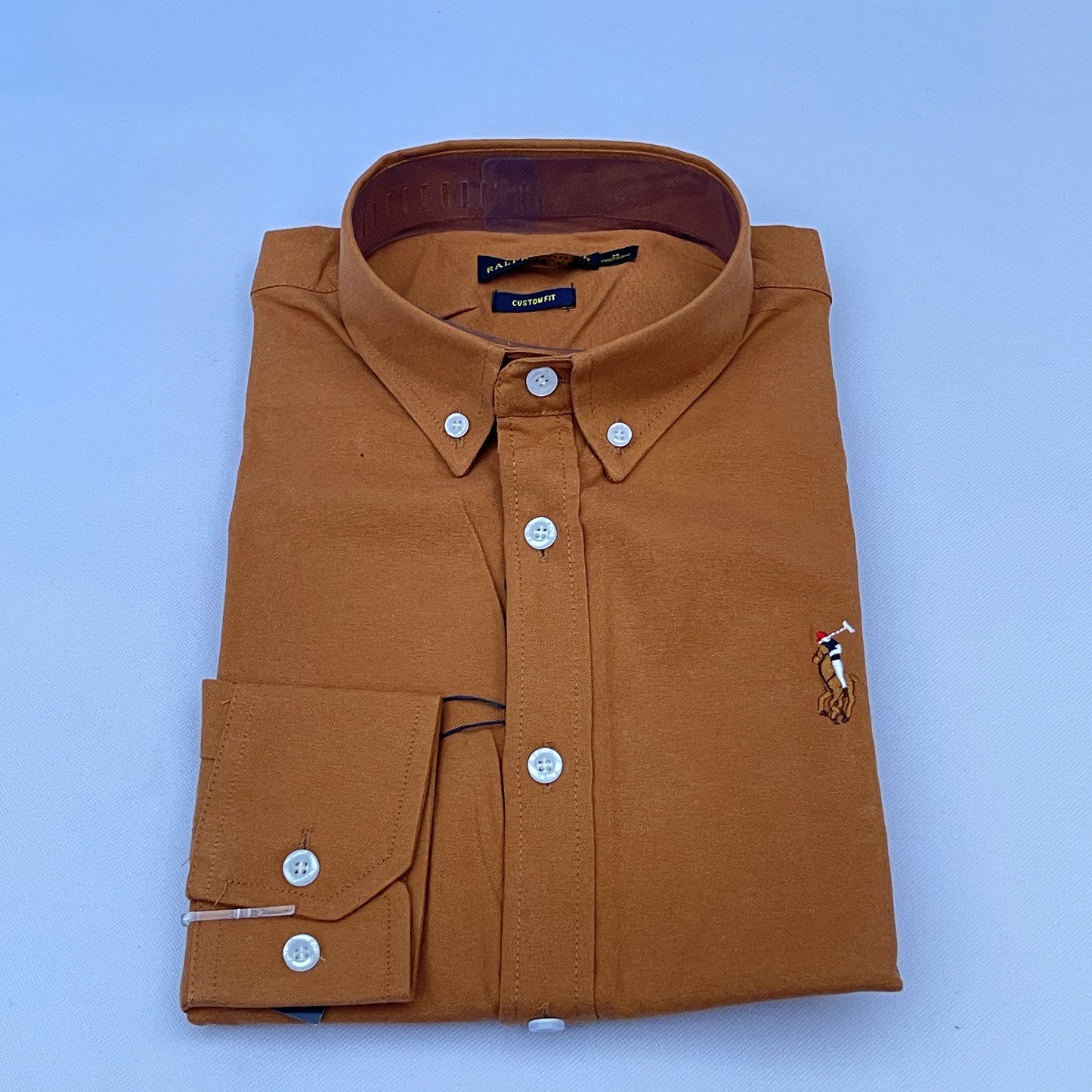 Men Custom Fit Caramel Oxford Shirt