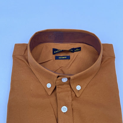 Men Custom Fit Caramel Oxford Shirt
