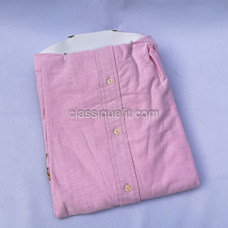 Pink Custom Fit Oxford Heritage Crest Long Sleeve