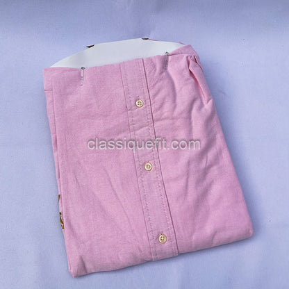 Pink Custom Fit Oxford Heritage Crest Long Sleeve