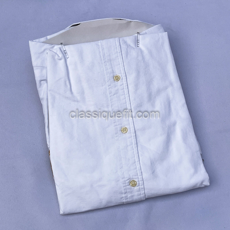 White Custom Fit Oxford Heritage Crest Long Sleeve