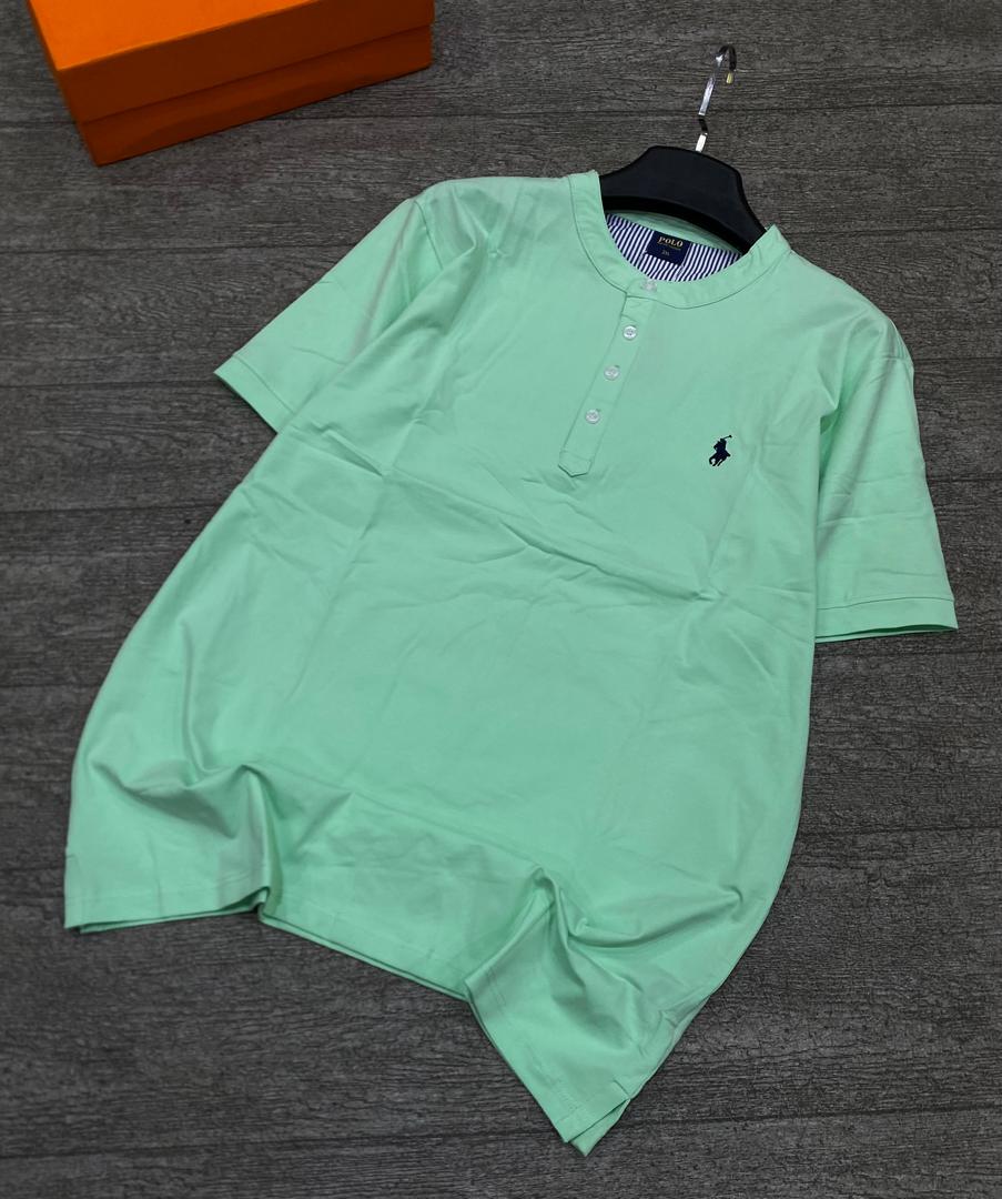 Men Mint Short Sleeve Henley Shirt