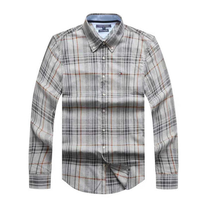 Gray Heather Plaid Oxford Custom Fit Long Sleeve