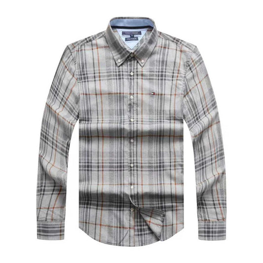 Gray Heather Plaid Oxford Custom Fit Long Sleeve