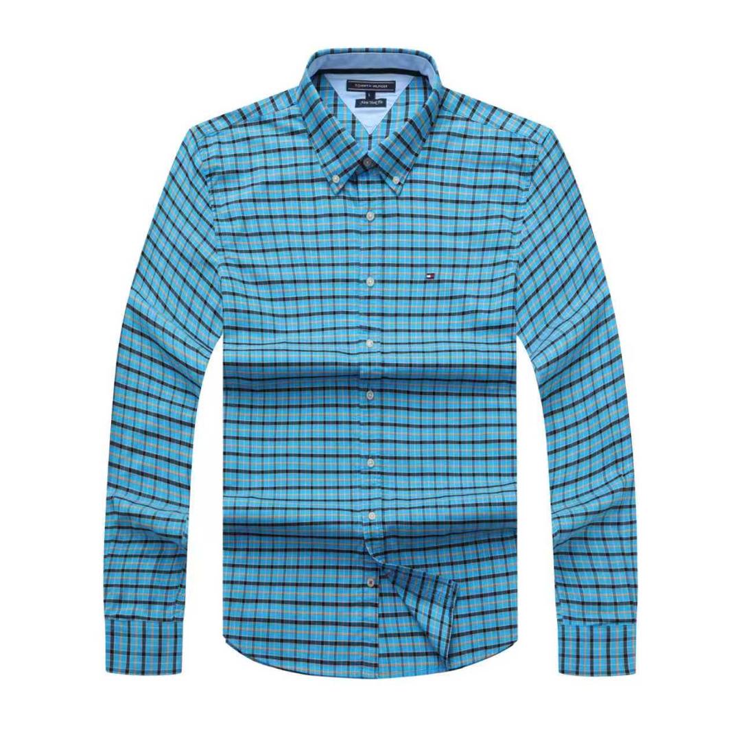 Sapphire Grid Check Oxford Custom Fit Long Sleeve