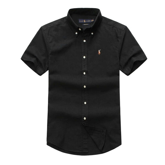 Black Oxford Custom Fit Plain Short Sleeve