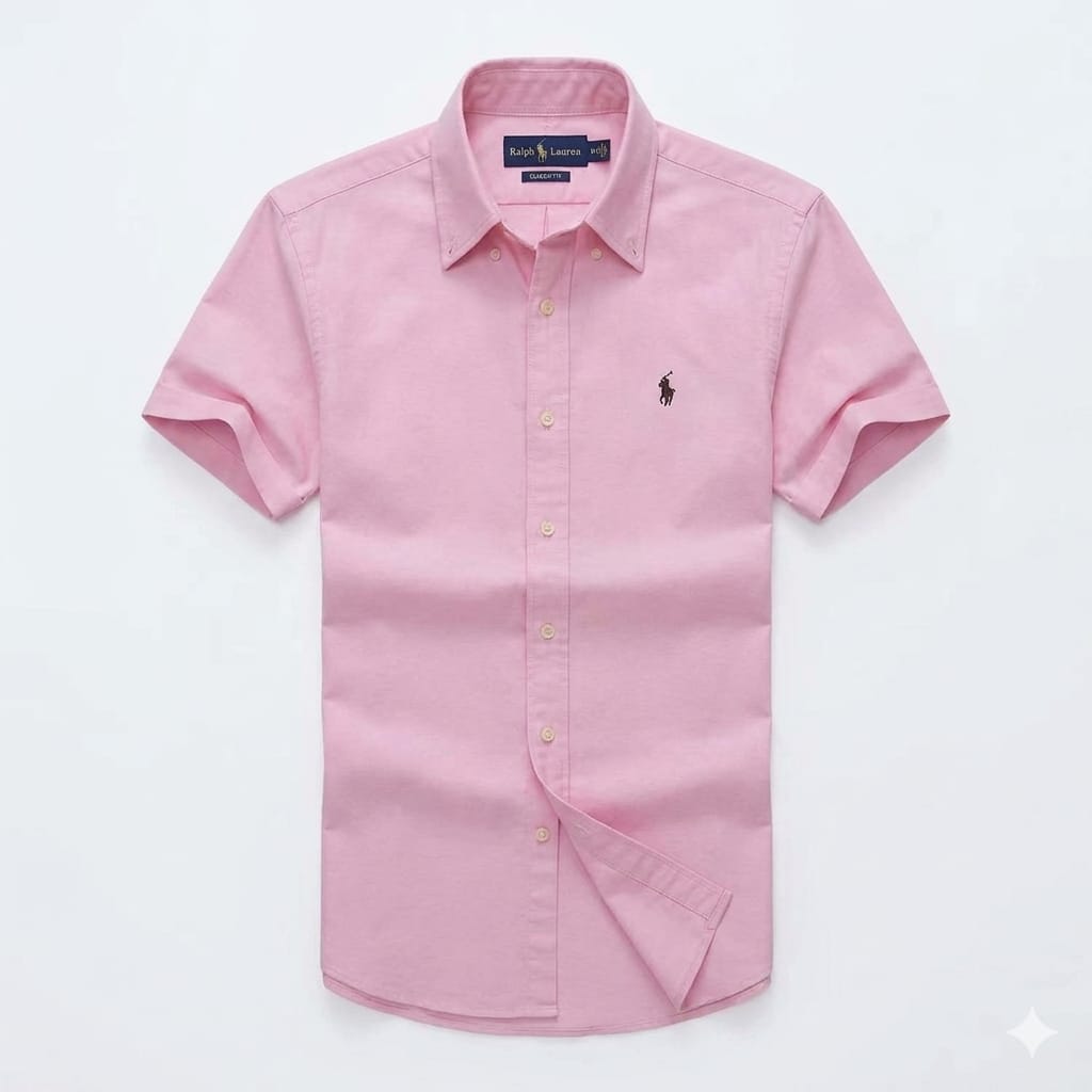 Pink Oxford Custom Fit Plain Short Sleeve