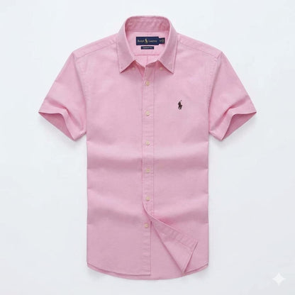Pink Oxford Custom Fit Plain Short Sleeve