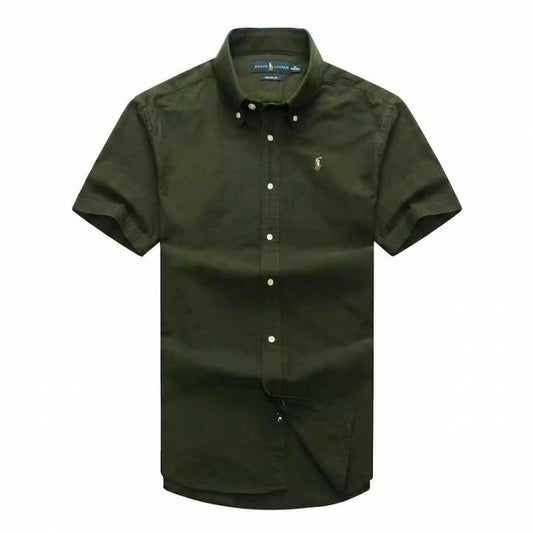 Forest Green Oxford Custom Fit Plain Short Sleeve