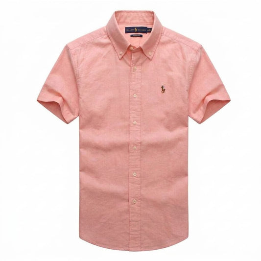 Peach Oxford Custom Fit Plain Short Sleeve