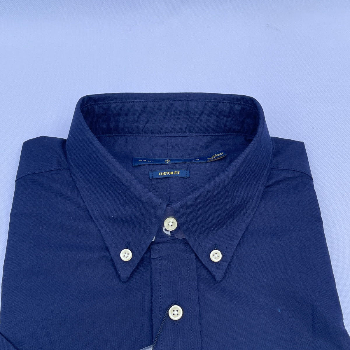Navy Oxford Custom Fit Plain Short Sleeve