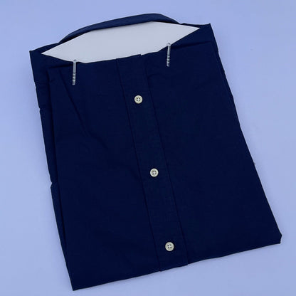 Navy Oxford Custom Fit Plain Short Sleeve