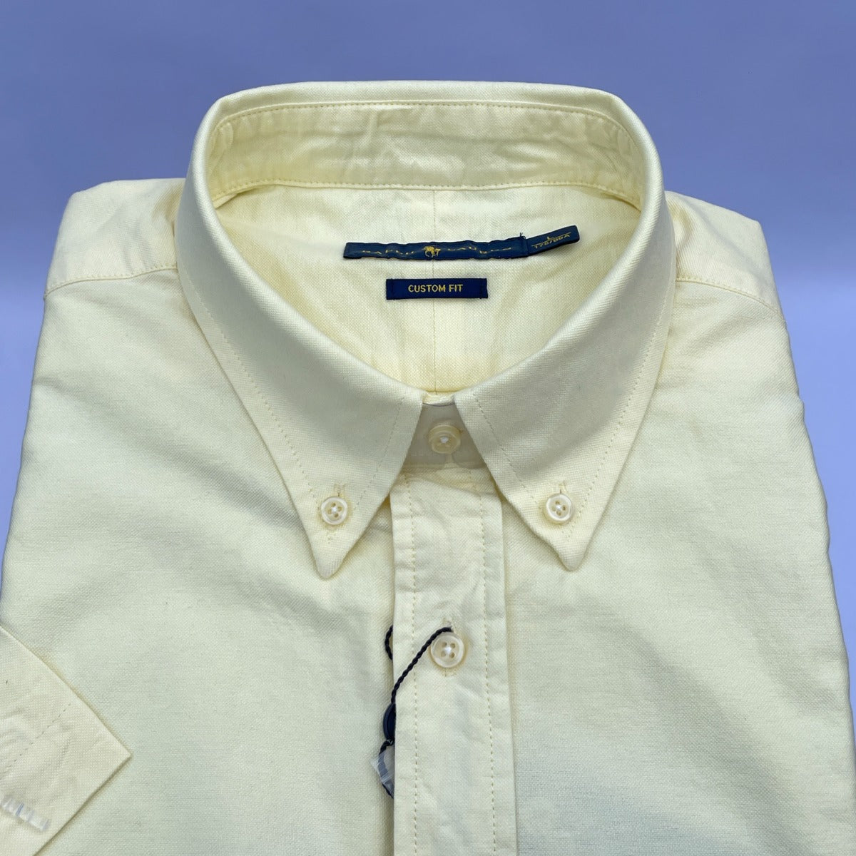 Cream Oxford Custom Fit Plain Short Sleeve